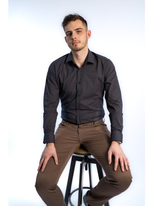 Thomas Jeans férfi ing sötétkék-barna