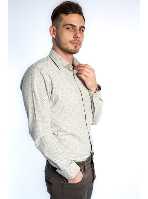 Thomas Jeans férfi ing bézs aprómintás