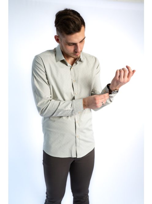 Thomas Jeans férfi ing bézs aprómintás