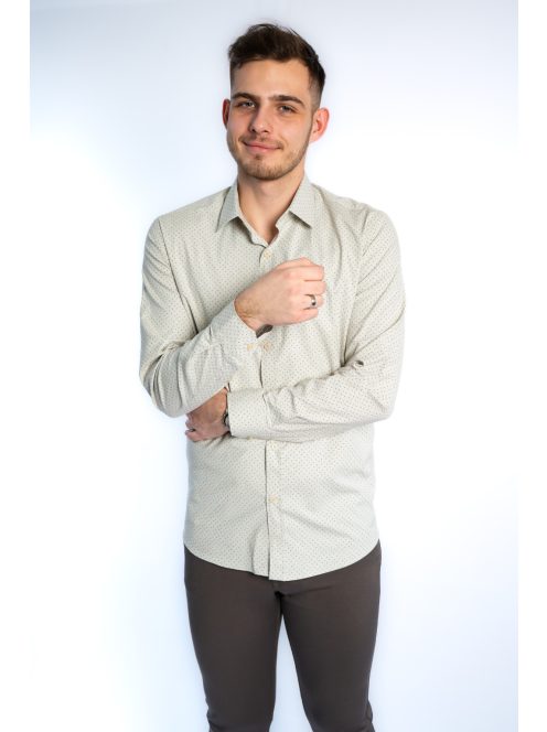 Thomas Jeans férfi ing bézs aprómintás