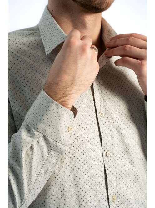 Thomas Jeans férfi ing bézs aprómintás