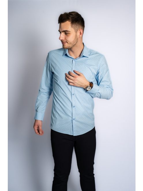 Thomas Jeans férfi ing világoskék aprómintás