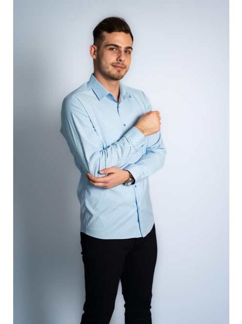 Thomas Jeans férfi ing világoskék aprómintás