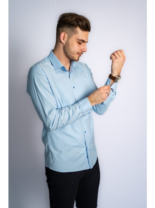 Thomas Jeans férfi ing világoskék aprómintás