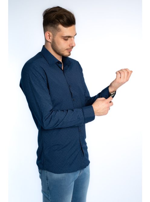 Thomas Jeans férfi ing kék aprómintás