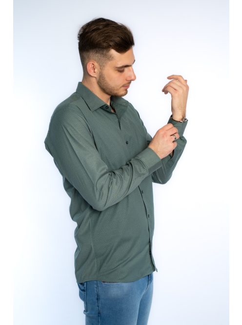 Thomas Jeans férfi ing zöld aprómintás