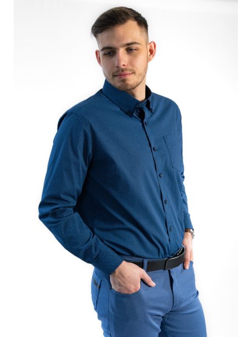 Modrá vzorovaná pánska košeľa Thomas Jeans s rovným strihom