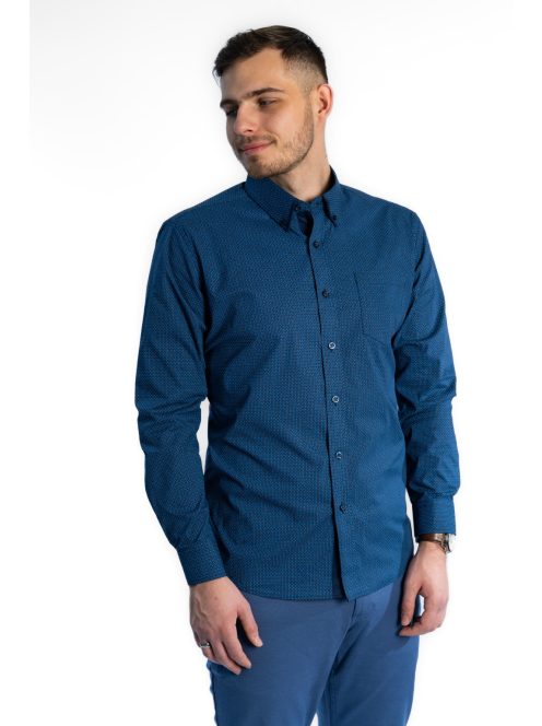 Modrá vzorovaná pánska košeľa Thomas Jeans s rovným strihom