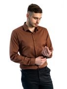 Pánska slim fit košeľa Thomas Jeans v hnedej farbe