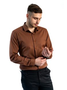 Pánska slim fit košeľa Thomas Jeans v hnedej farbe