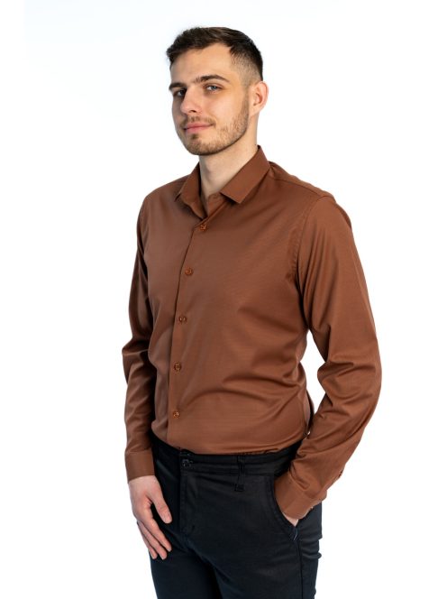 Pánska slim fit košeľa Thomas Jeans v hnedej farbe