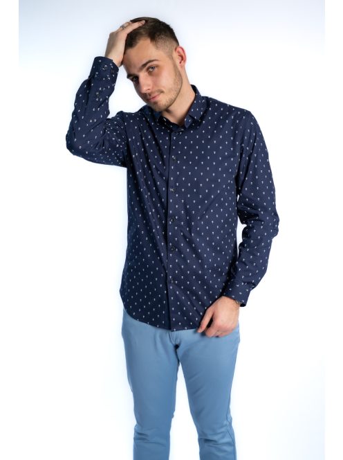 Thomas Jeans férfi ing sötétkék horgonymintás