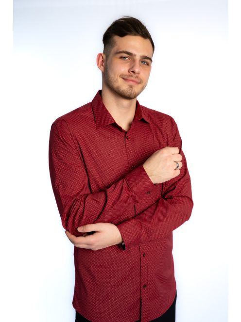 Thomas Jeans férfi ing bordó aprómintás