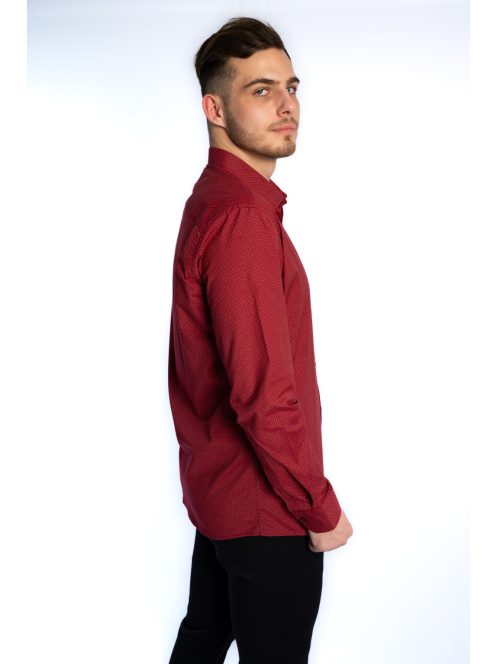 Thomas Jeans férfi ing bordó aprómintás