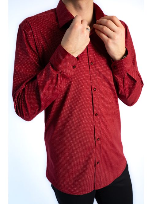 Thomas Jeans férfi ing bordó aprómintás