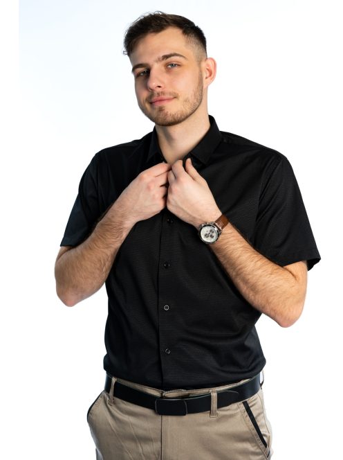 Čierna košeľa s krátkymi rukávmi a úzkym strihom od Thomas Jeans