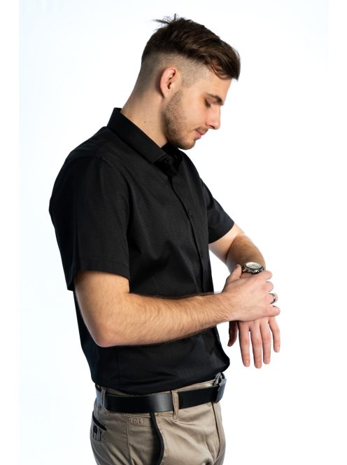 Čierna košeľa s krátkymi rukávmi a úzkym strihom od Thomas Jeans