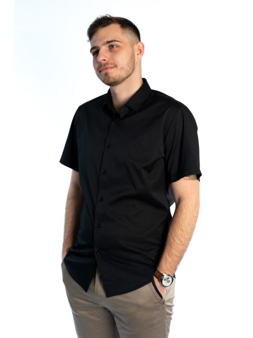 Čierna košeľa s krátkymi rukávmi a úzkym strihom od Thomas Jeans