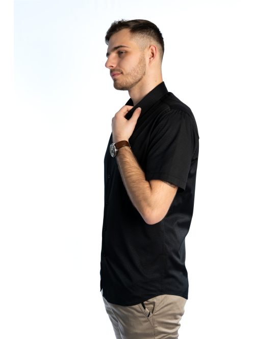 Čierna košeľa s krátkymi rukávmi a úzkym strihom od Thomas Jeans