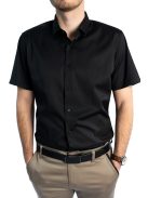 Thomas Jeans fekete slim fit rövid ujjú ing