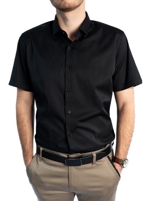 Thomas Jeans fekete slim fit rövid ujjú ing