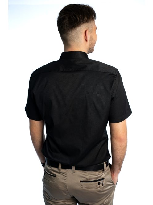 Thomas Jeans fekete slim fit rövid ujjú ing