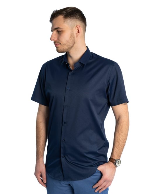 Thomas Jeans tmavomodrá slim fit košeľa s krátkymi rukávmi