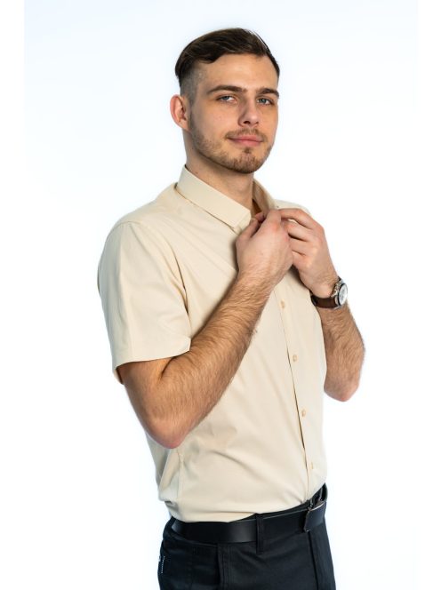 Thomas Jeans bézs slim fit rövid ujjú ing