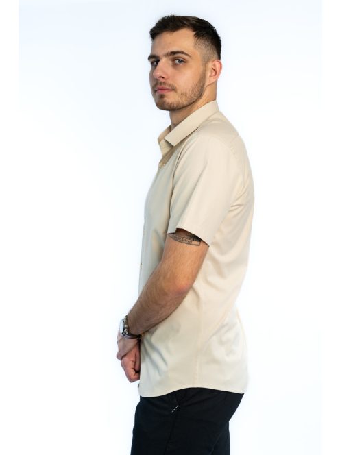 Thomas Jeans béžová slim fit košeľa s krátkymi rukávmi