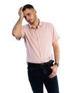 Thomas Jeans pudrovoružová slim fit košeľa s krátkymi rukávmi