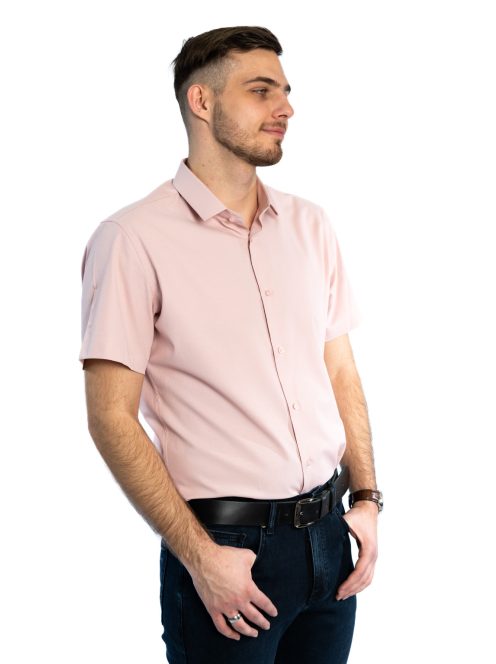 Thomas Jeans pudrovoružová slim fit košeľa s krátkymi rukávmi