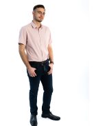 Thomas Jeans pudrovoružová slim fit košeľa s krátkymi rukávmi