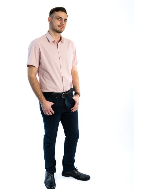 Thomas Jeans pudrovoružová slim fit košeľa s krátkymi rukávmi