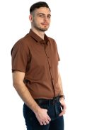 Thomas Jeans barna slim fit rövid ujjú ing