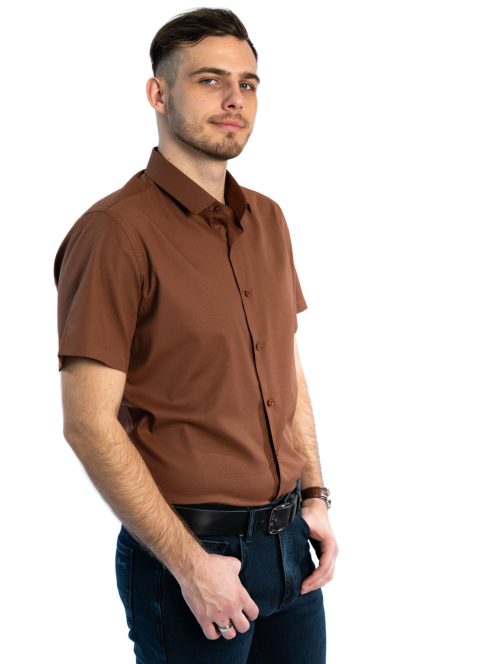 Thomas Jeans barna slim fit rövid ujjú ing