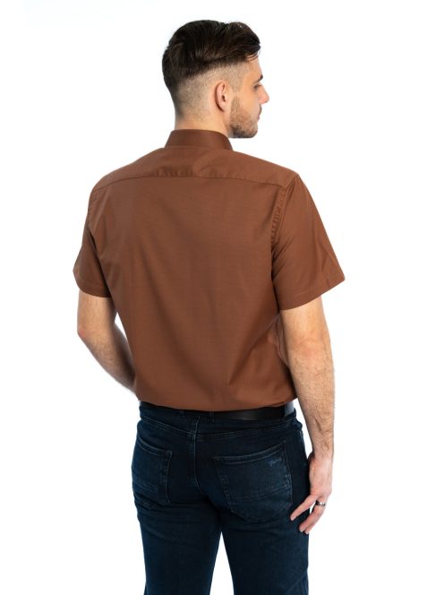 Thomas Jeans barna slim fit rövid ujjú ing