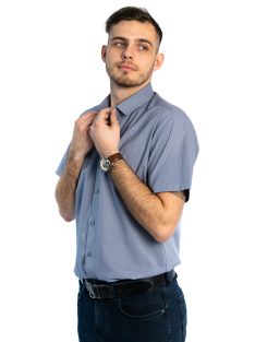 Šedá košeľa s krátkymi rukávmi a úzkym strihom od Thomas Jeans