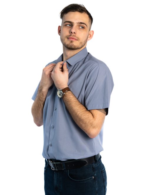 Šedá košeľa s krátkymi rukávmi a úzkym strihom od Thomas Jeans