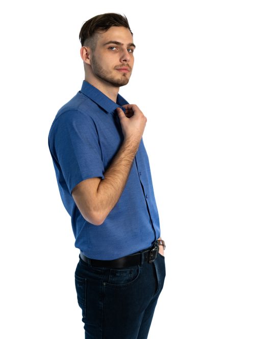 Thomas Jeans orgonakék slim fit rövid ujjú ing