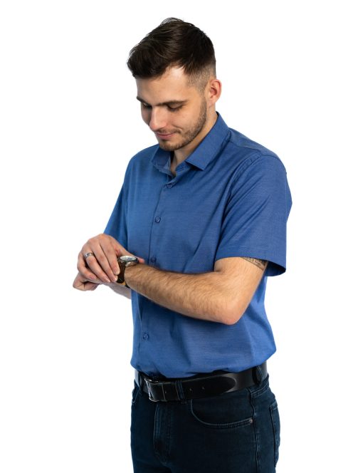 Thomas Jeans orgonakék slim fit rövid ujjú ing