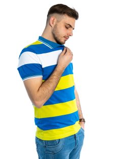 Tričko s golierom Thomas Jeans s modro-žltými pruhmi