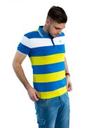 Tričko s golierom Thomas Jeans s modro-žltými pruhmi