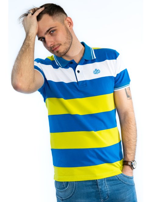 Thomas Jeans galléros póló kék-sárga csíkos