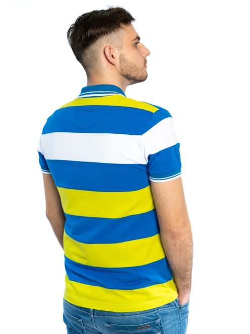 Tričko s golierom Thomas Jeans s modro-žltými pruhmi