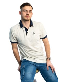 Pánske tričko s golierom Thomas Jeans v svetlosivej farbe