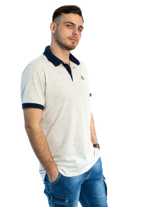 Pánske tričko s golierom Thomas Jeans v svetlosivej farbe