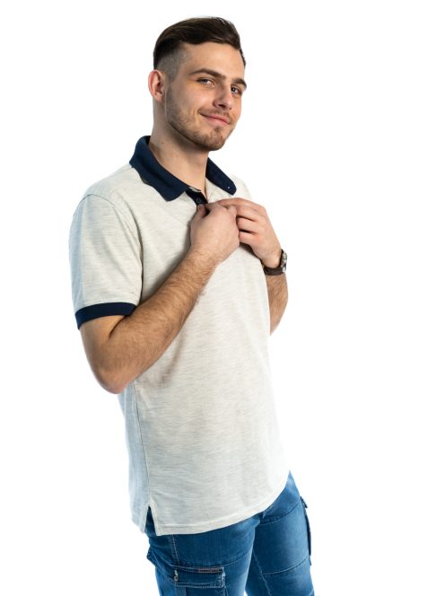 Pánske tričko s golierom Thomas Jeans v svetlosivej farbe