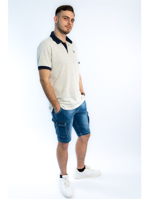 Pánske tričko s golierom Thomas Jeans v svetlosivej farbe