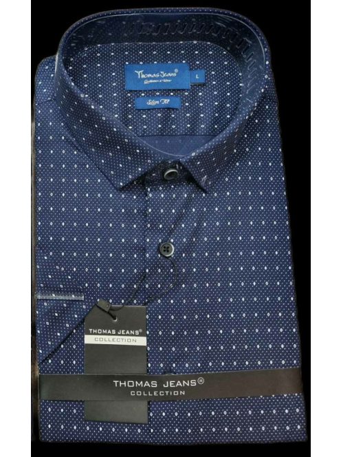 Thomas Jeans tmavomodrá košeľa s krátkymi rukávmi a jemným vzorom