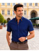 Thomas Jeans tmavomodrá košeľa s jemným vzorom a krátkymi rukávmi, regular fit